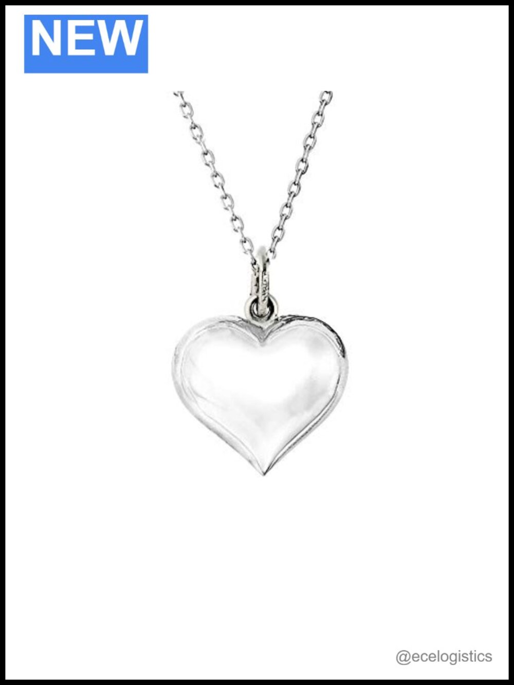 925 Sterling Silver Puffed Heart Pendant Necklace for Women